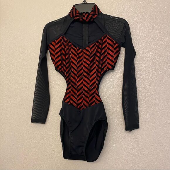 WEISSMAN Balera Dance costume Long Sleeve Chevron cutout Leotard MT10757 MC - Picture 2 of 12